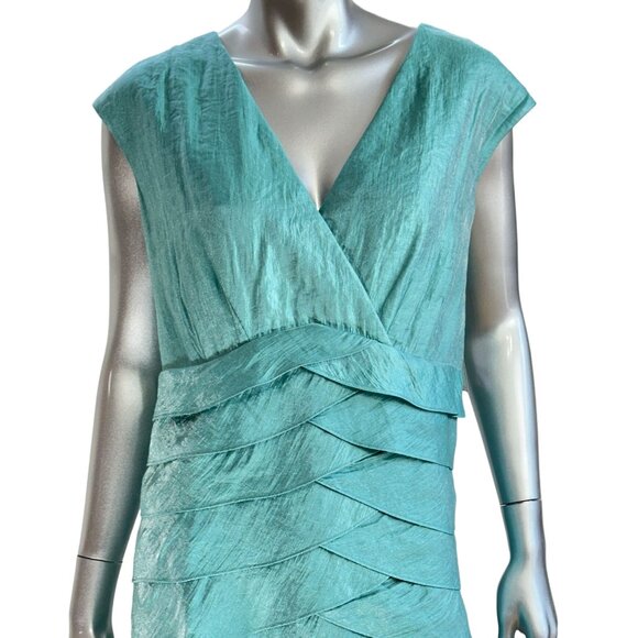Jessica Howard Turquoise Tiered Layered Sleeveless V-Neck Midi Dress 18W - Picture 10 of 11